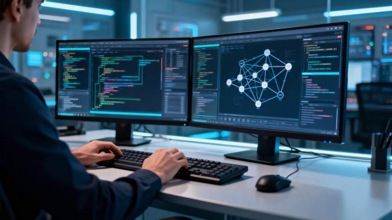 程序员双屏编程图片