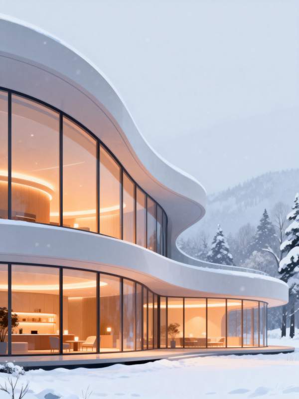 雪中现代居所图片