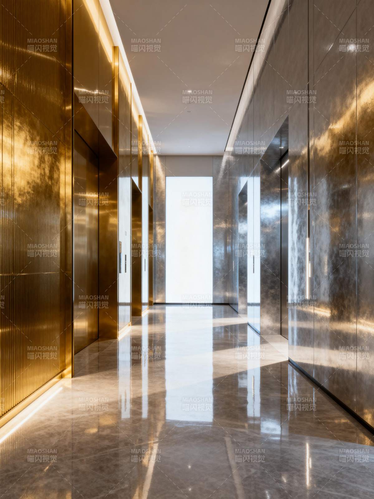 现代电梯厅光影交错图片