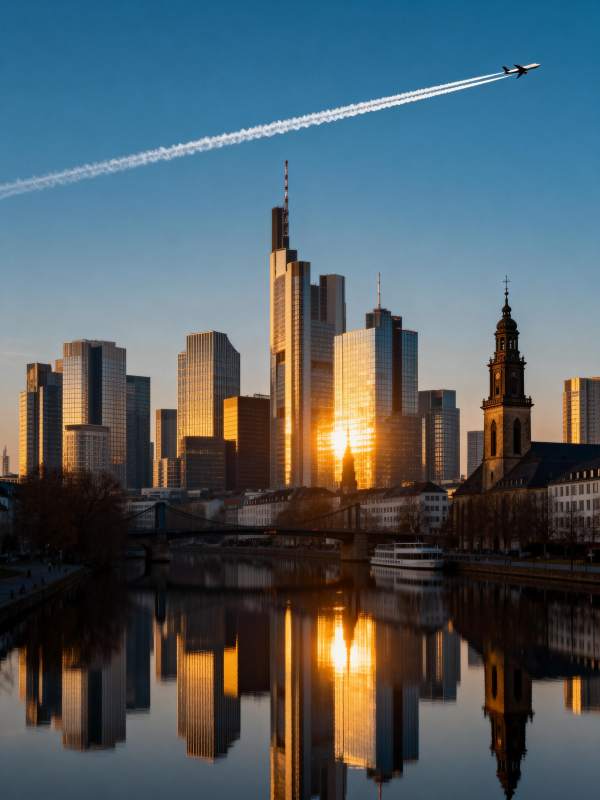 法兰克福晨曦倒影图片