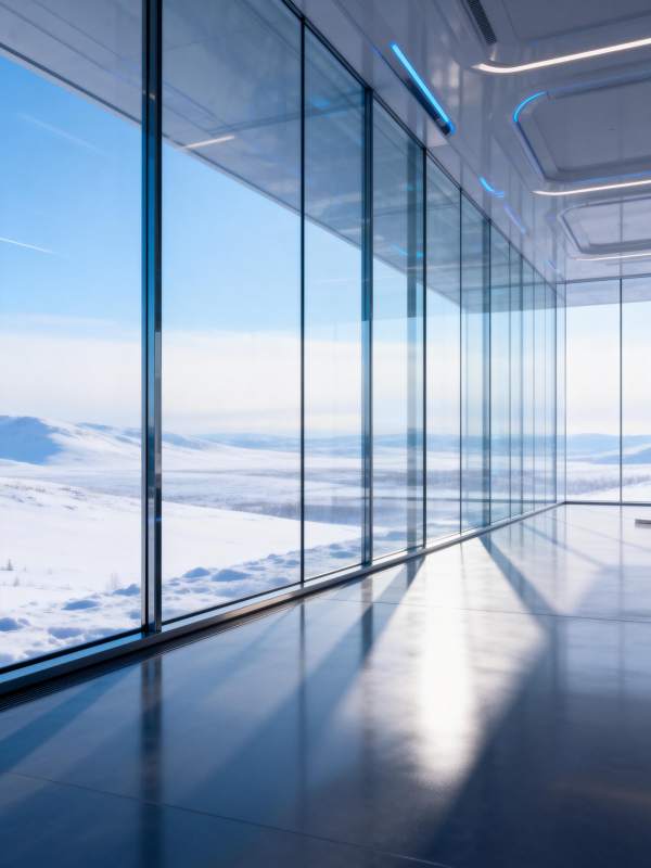 雪景玻璃长廊图片