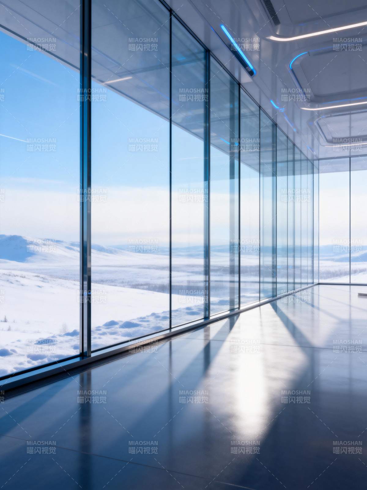 雪景玻璃长廊图片