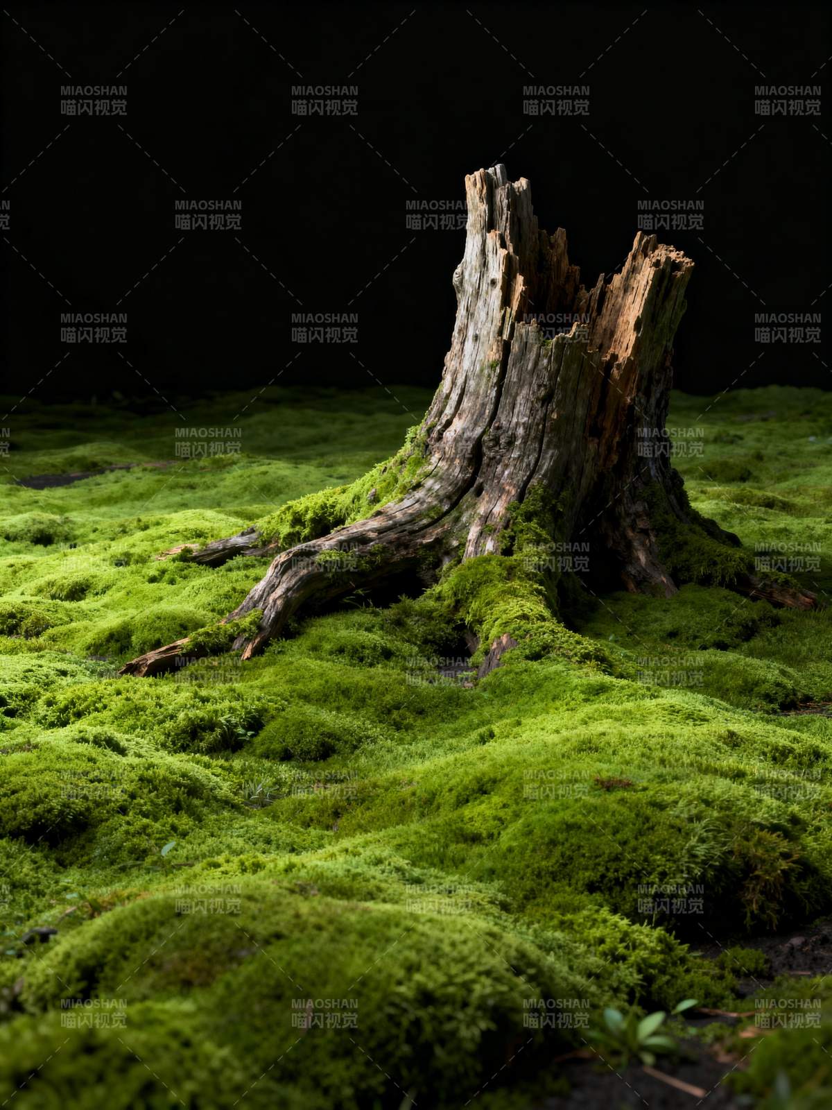 青苔覆古木图片