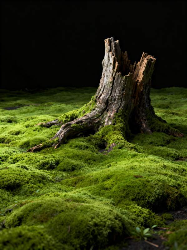 青苔覆古木图片