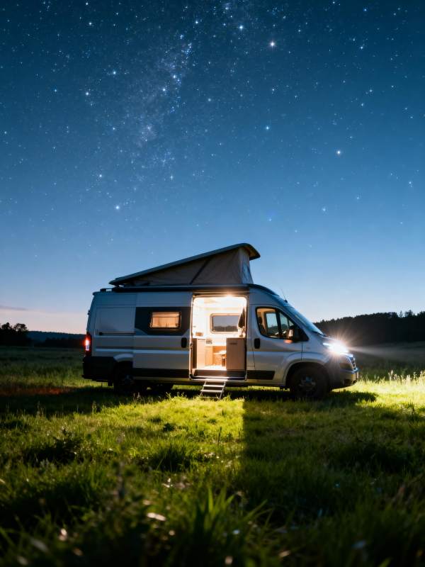 星空下的露营车图片