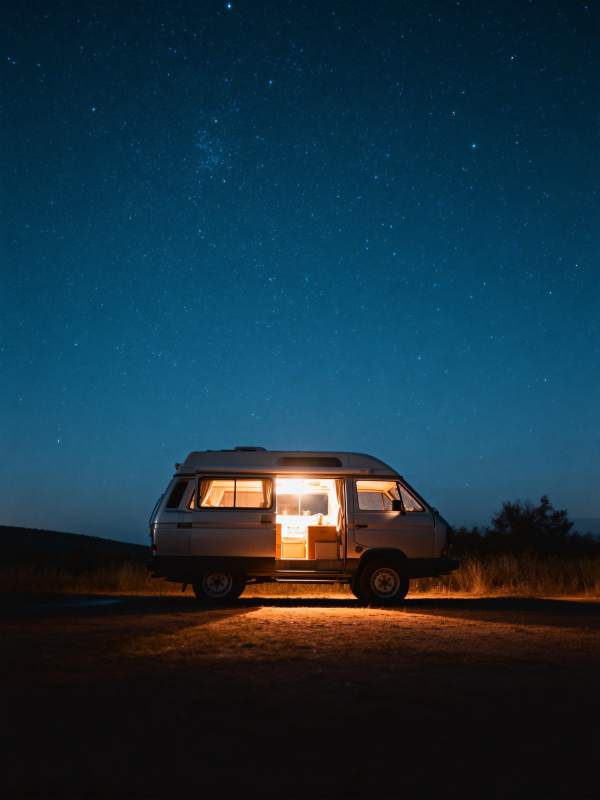 星空下的露营车图片