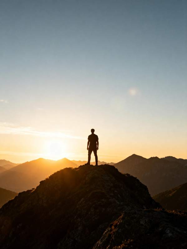 山顶日出剪影图片