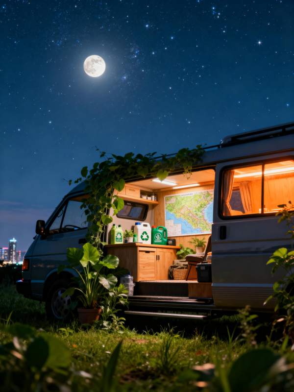 月夜露营车图片