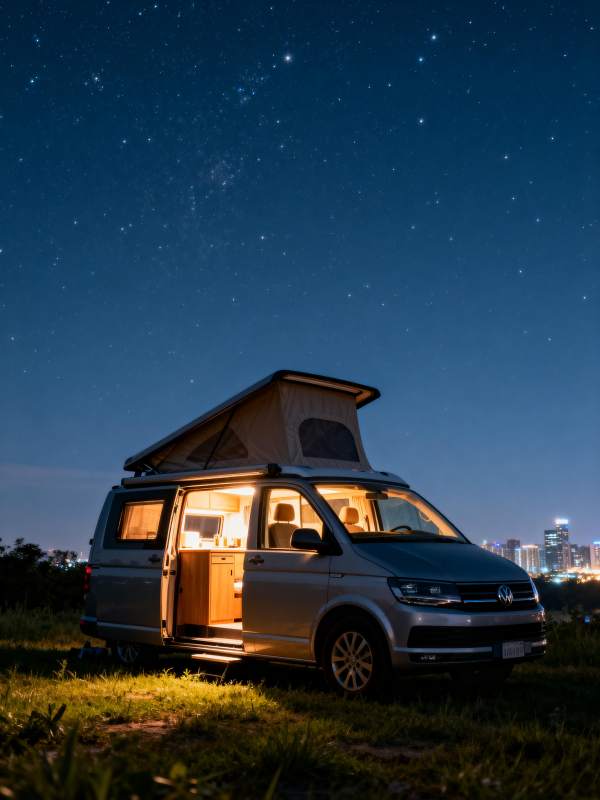 星空下的露营车图片