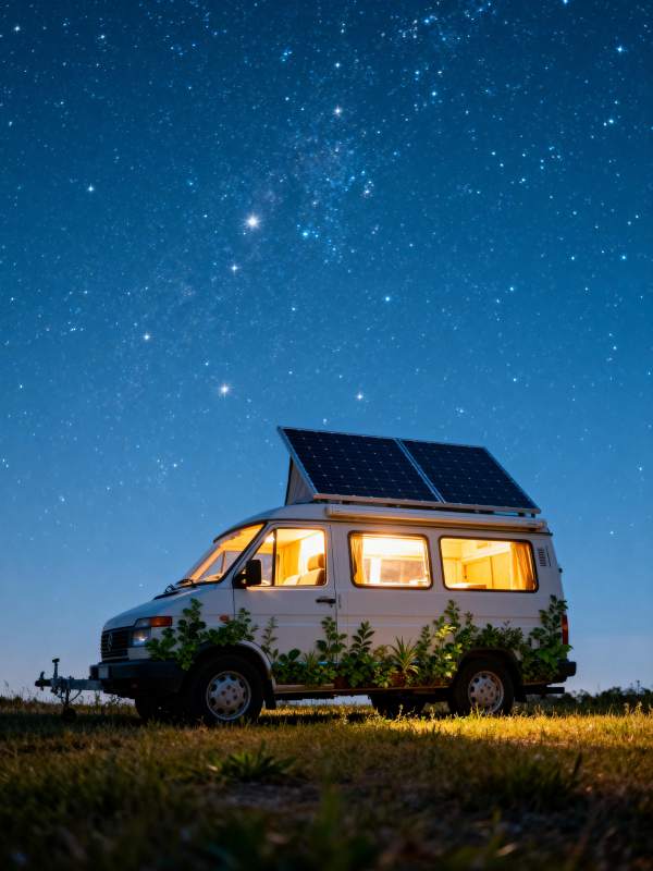 星空下的房车露营图片