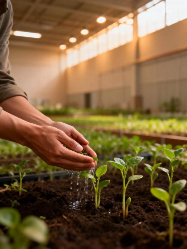 温室育苗 细心浇灌图片