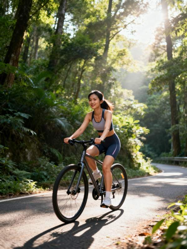 林间骑行 阳光相伴图片