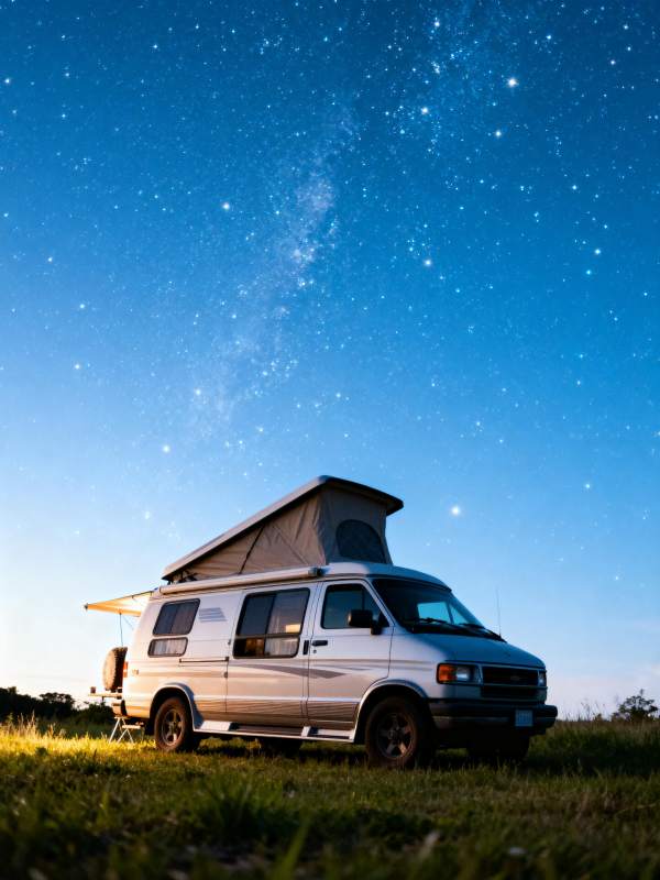 星空下的露营车图片