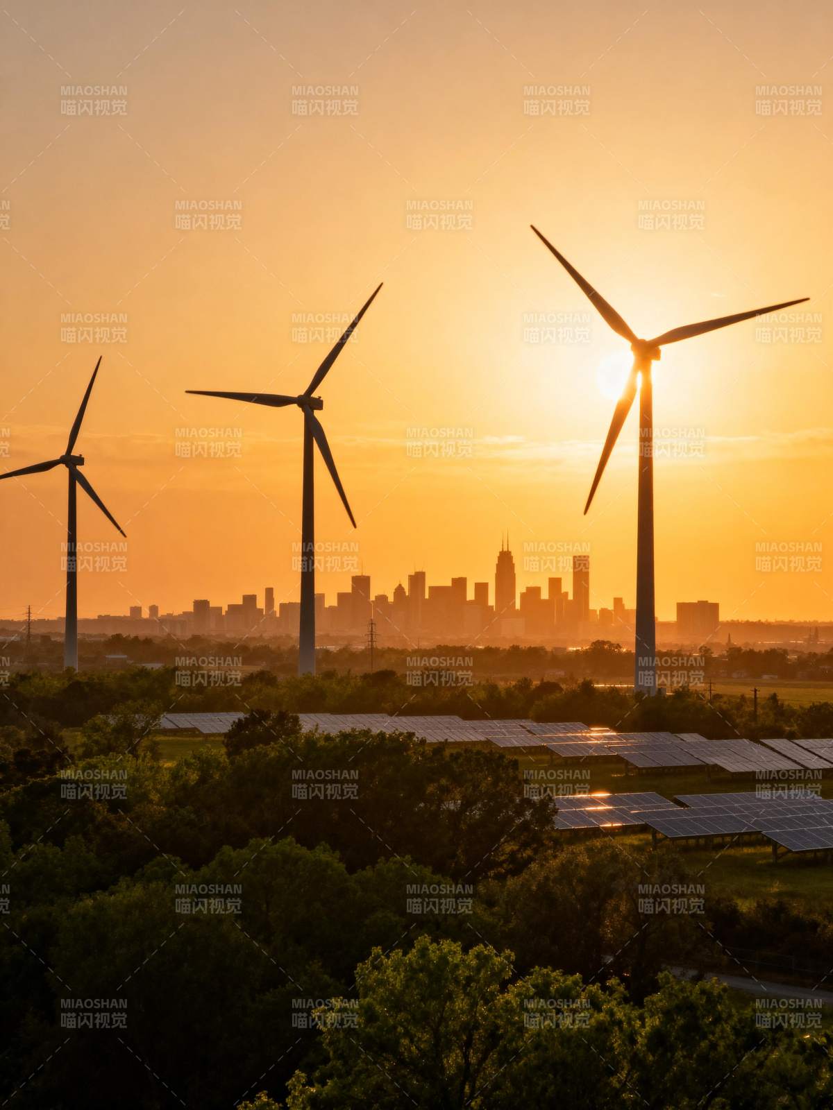 风能与城市共辉图片