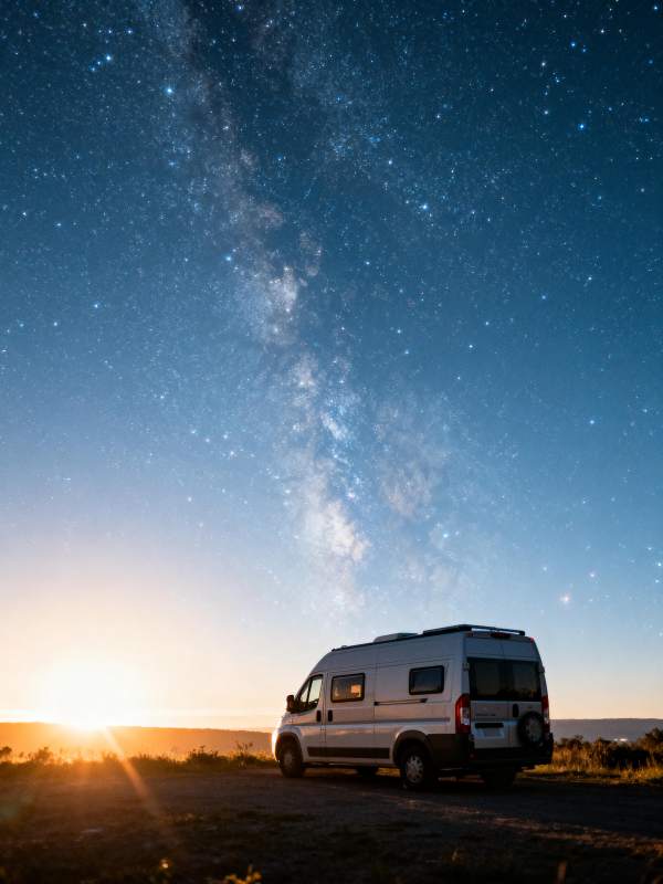 星空下的露营车图片