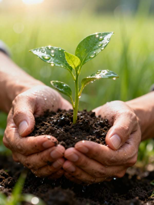 双手护绿苗图片
