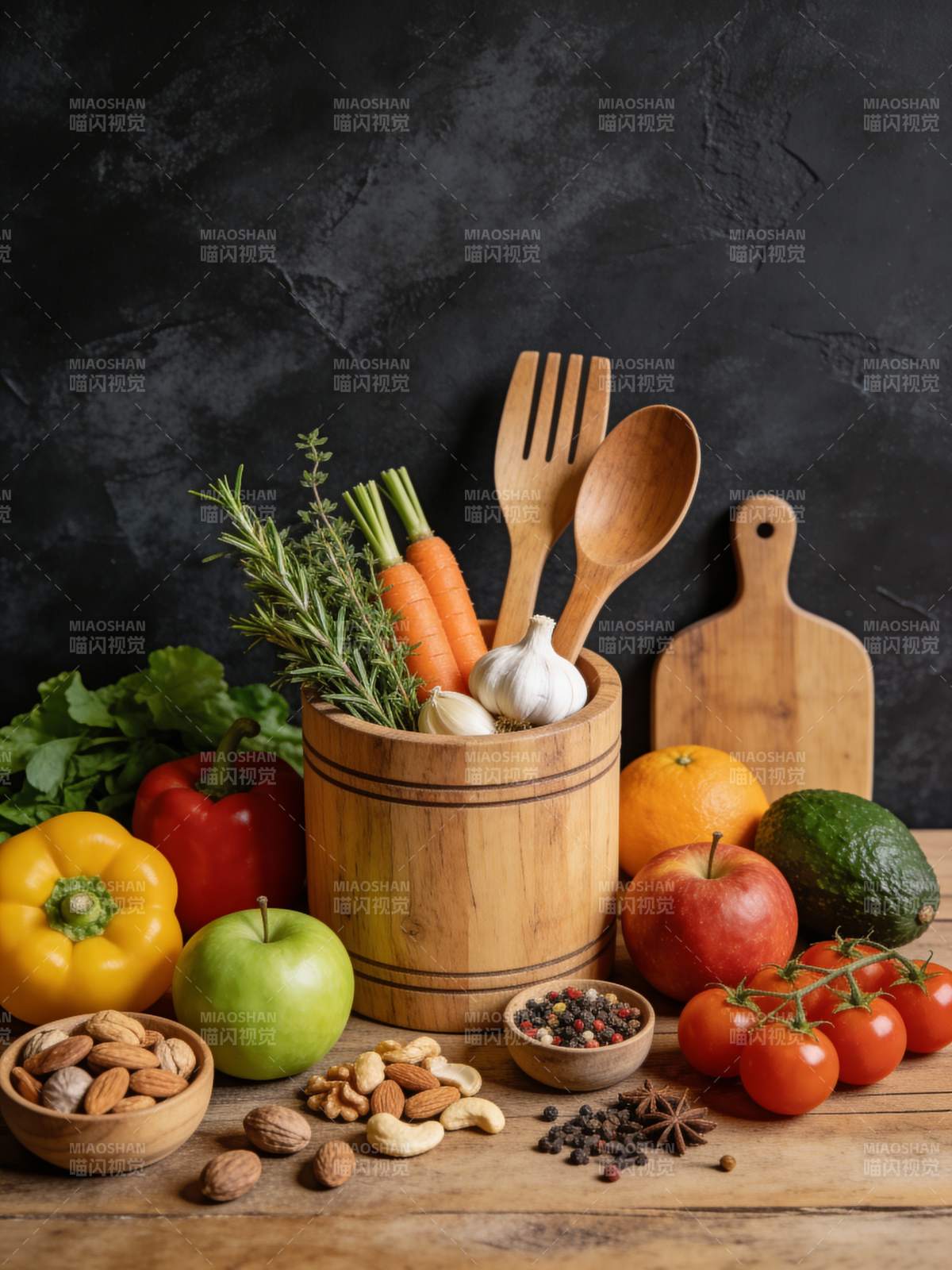 新鲜食材与厨具图片