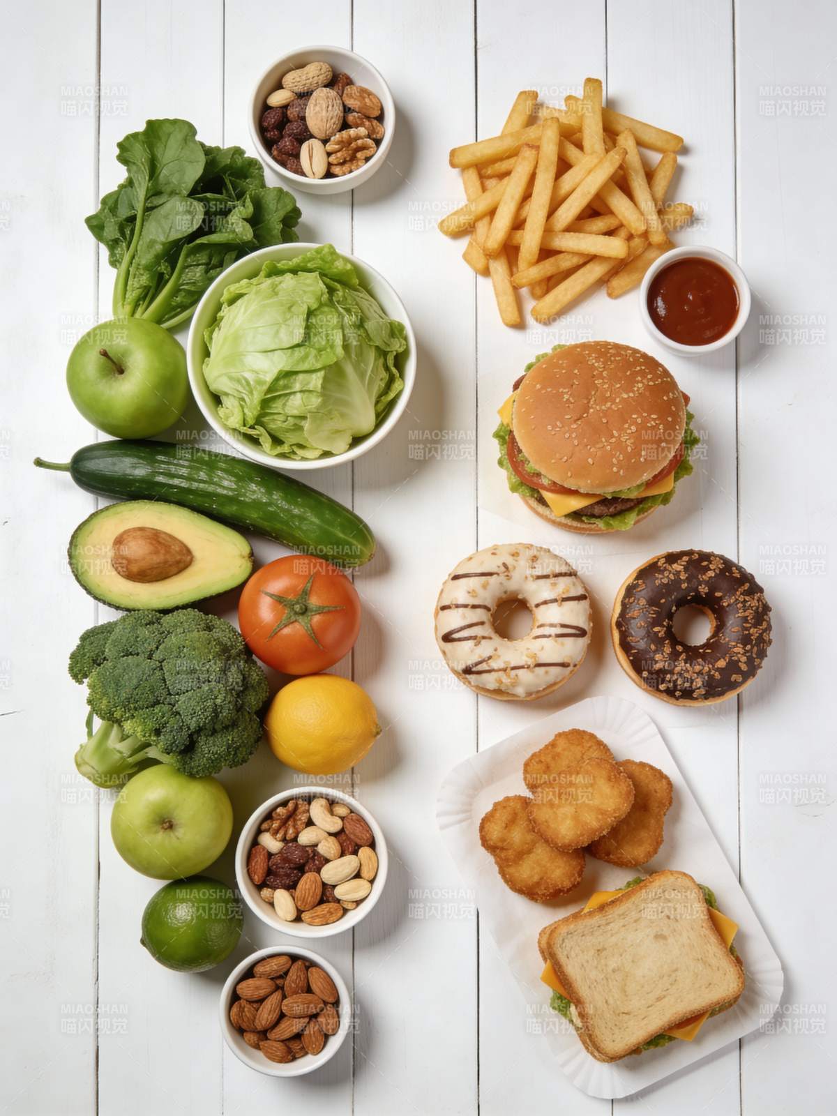 健康与美食的对比图片