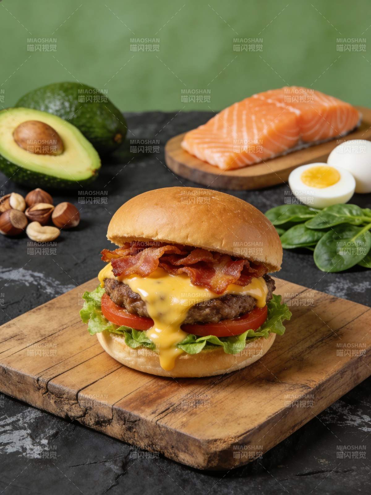 美味汉堡配食材图片