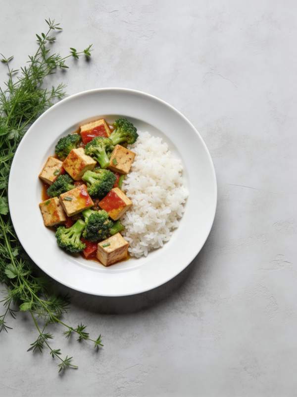 豆腐西兰花盖饭图片