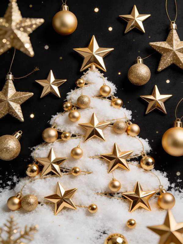 金色圣诞树装饰图片