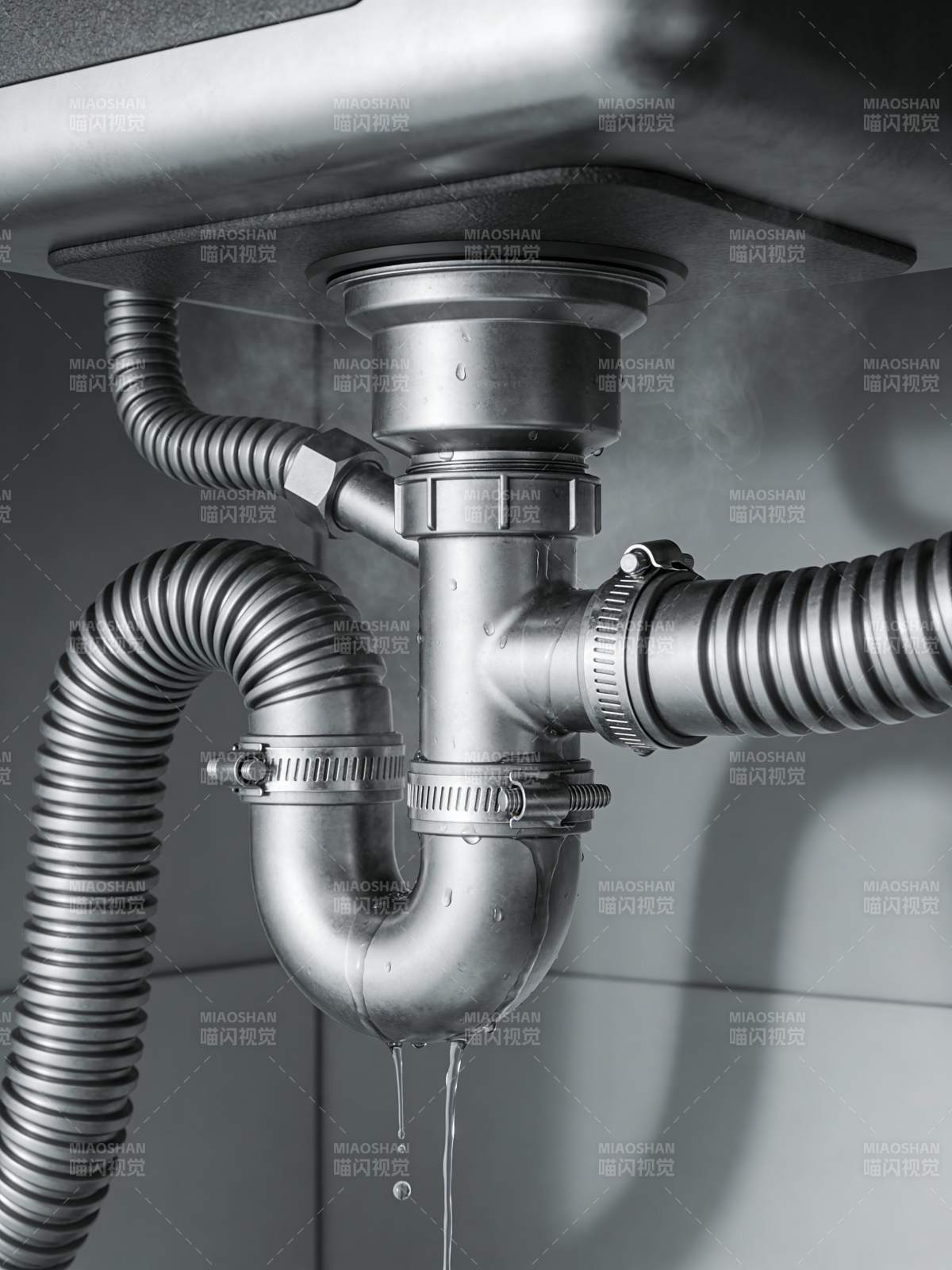 水滴从管道滴落图片