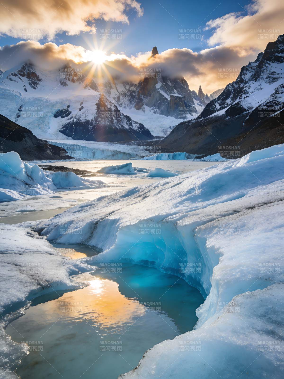 冰川日出美景图片
