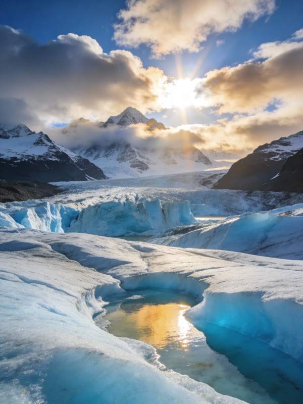 冰川日出美景图片