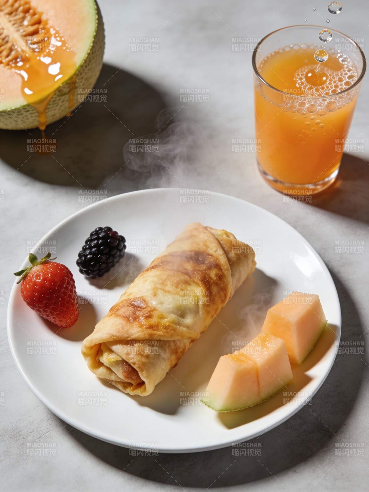 水果卷饼配果汁图片