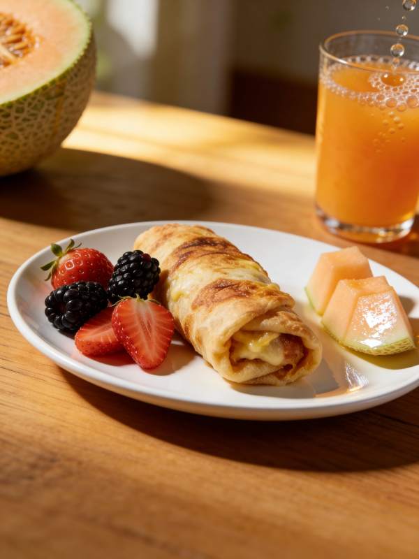 美味卷饼配水果图片