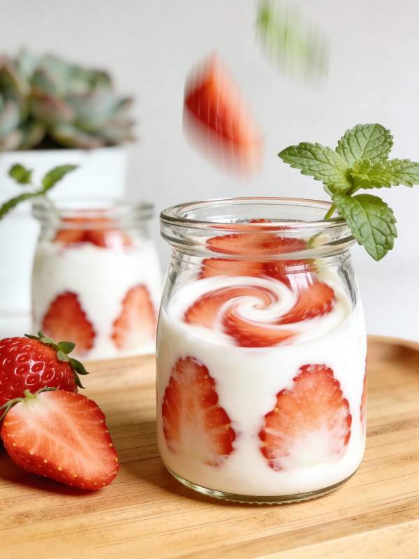 草莓酸奶杯图片