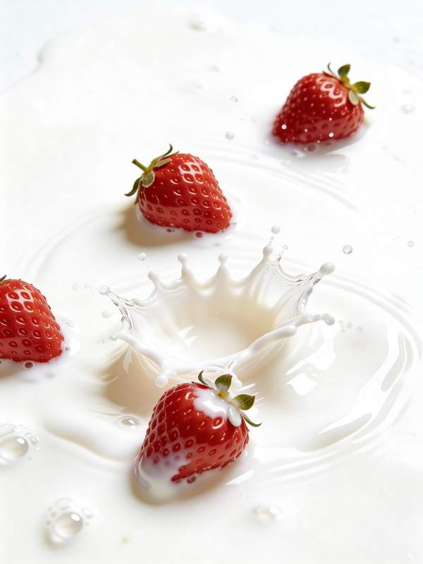 草莓入奶 溅起涟漪图片