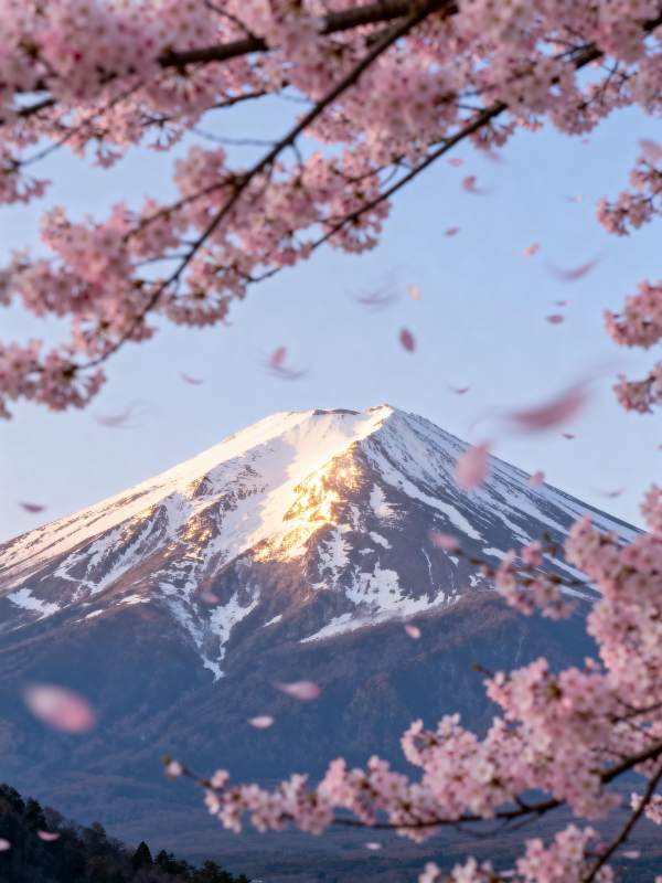 富士樱雪共舞图片