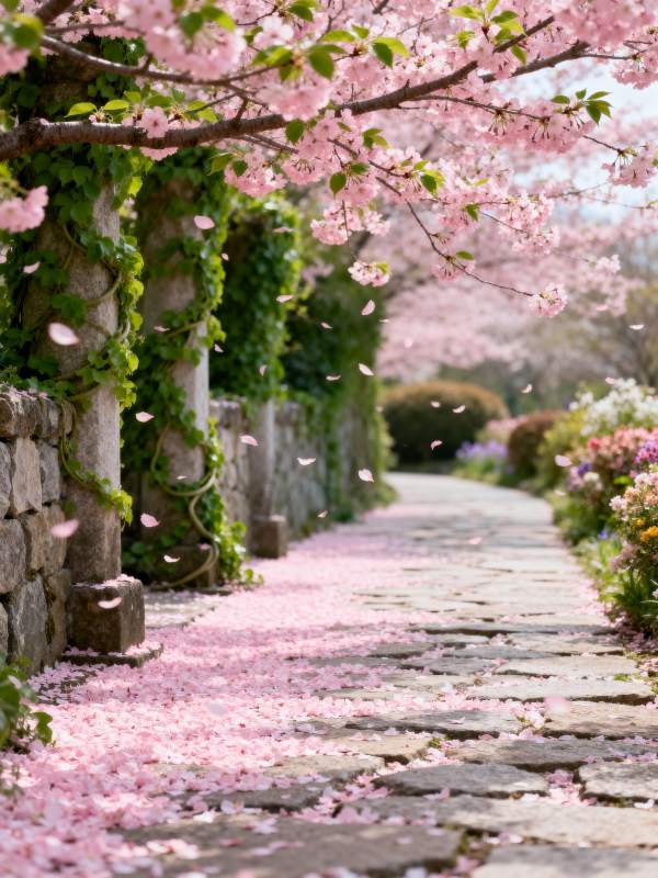 樱花小径春意浓图片