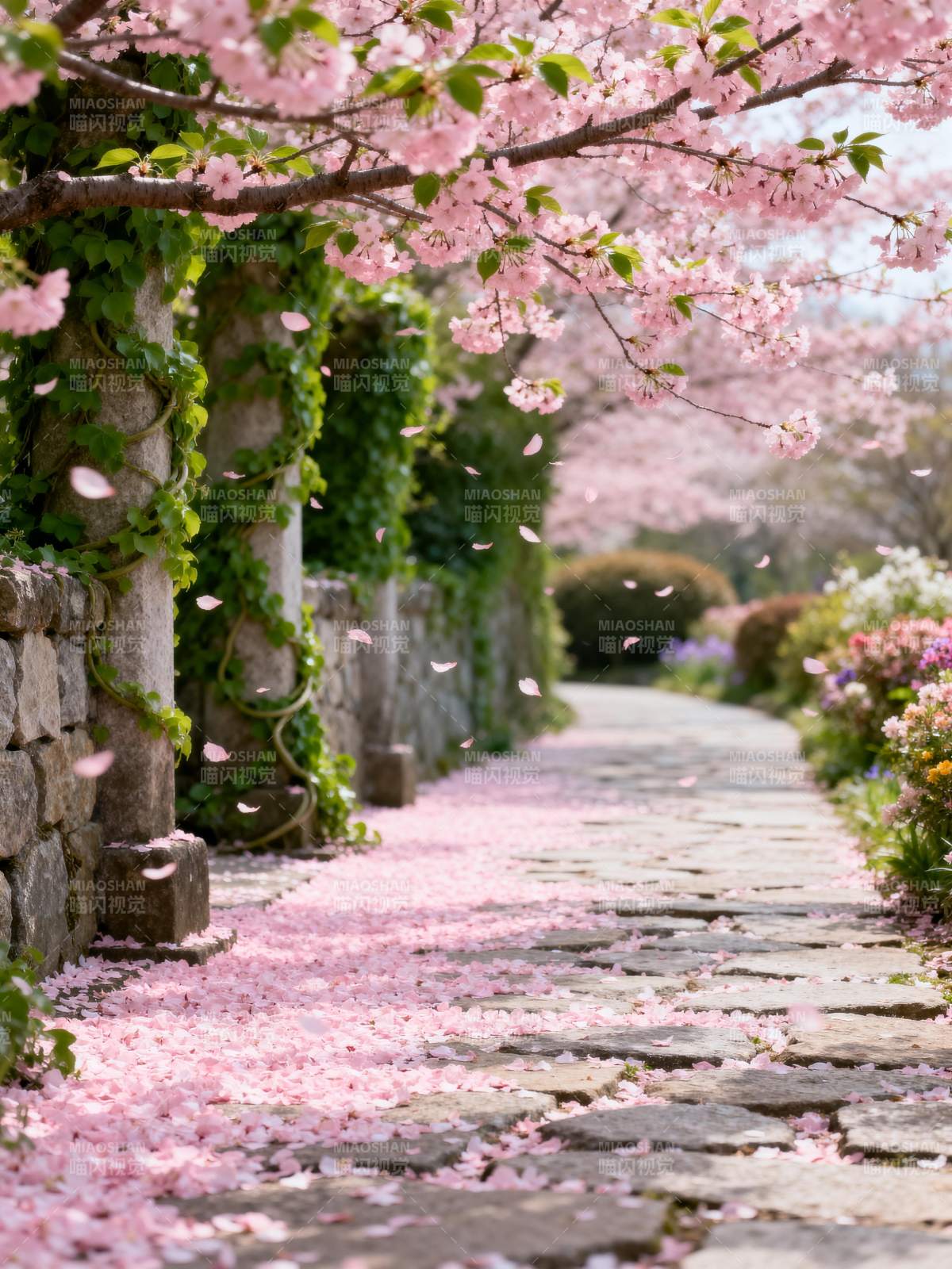 樱花小径春意浓图片