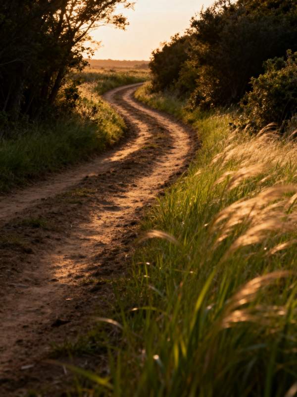 乡间小径夕阳照图片