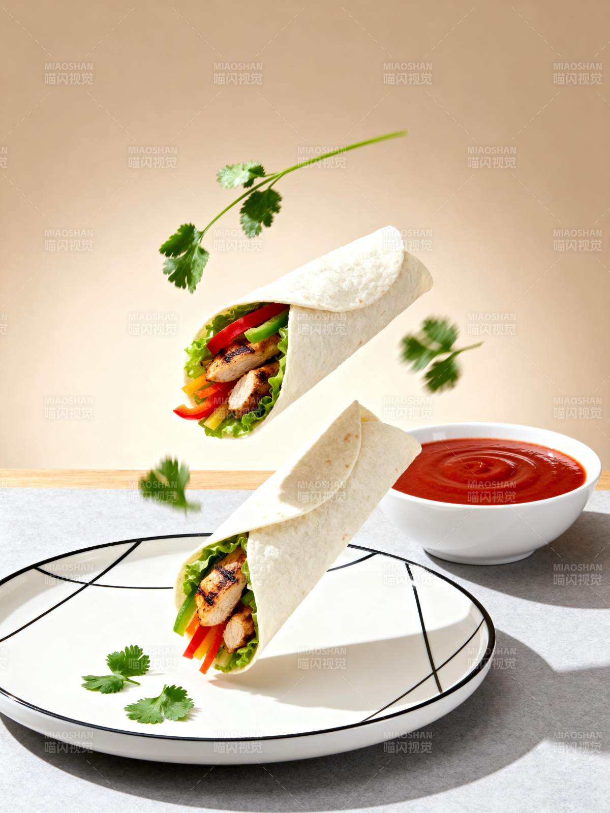 飞舞的美味卷饼图片