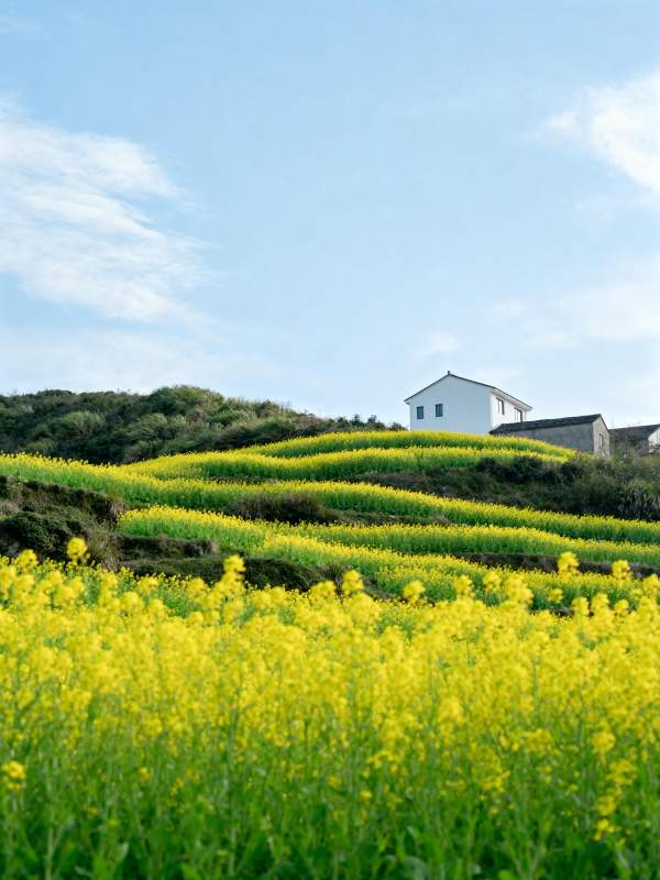 油菜花田小屋图片