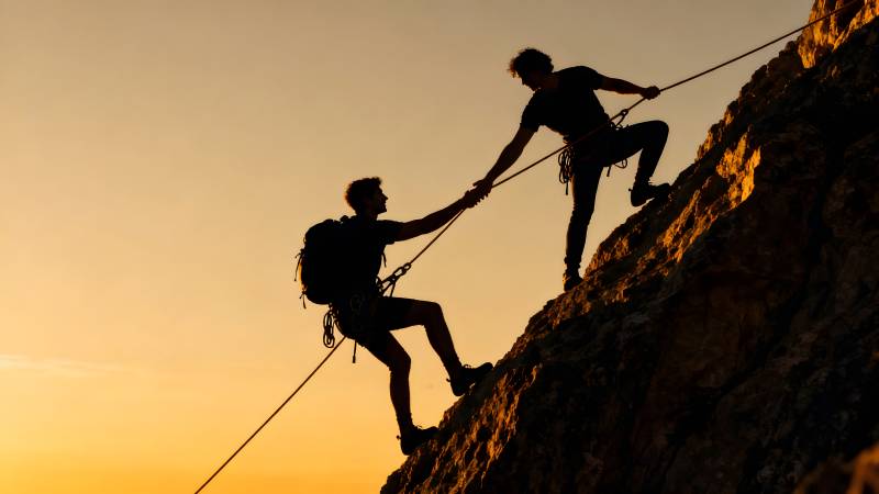 携手攀岩 共登高峰图片