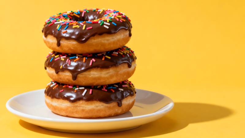 巧克力洒花甜甜圈图片