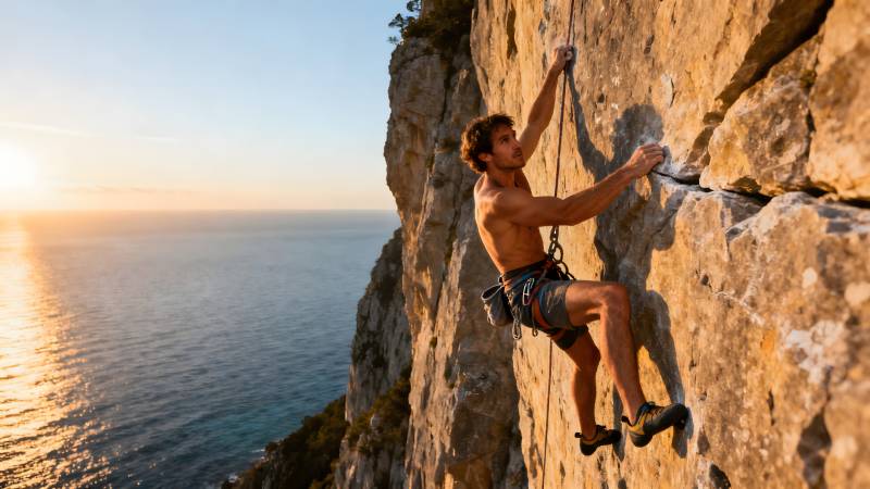 悬崖峭壁攀岩者图片