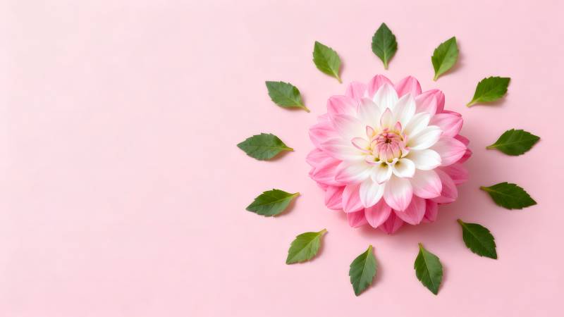 粉花绿叶映春光图片