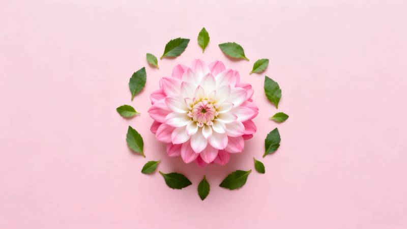 粉花绿叶映春光图片