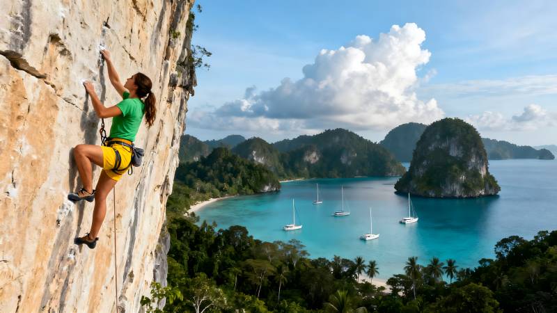 悬崖攀岩美景图片