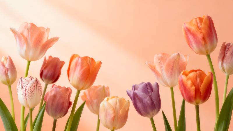 春日郁金香绽放图片