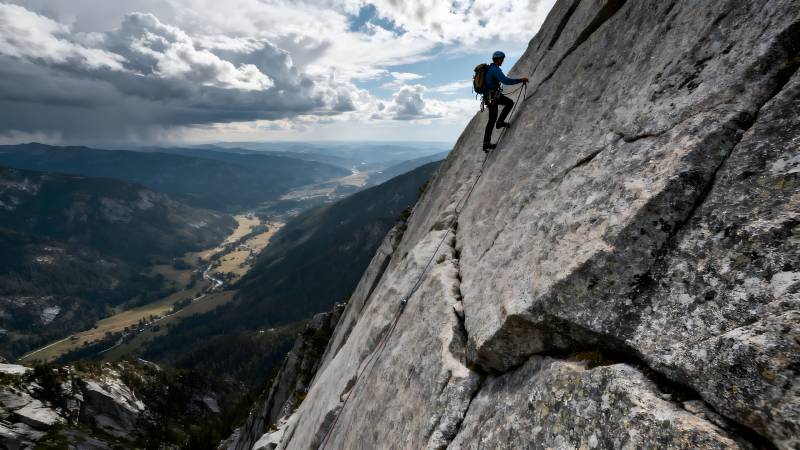 攀岩者征服险峰图片