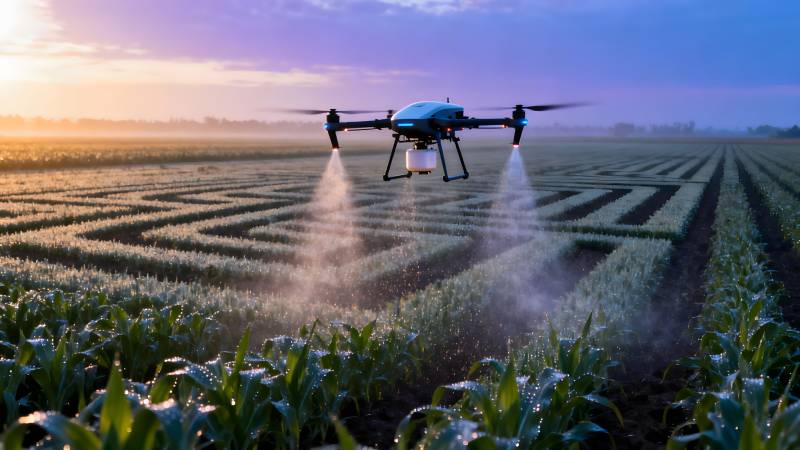 无人机农田喷洒图片