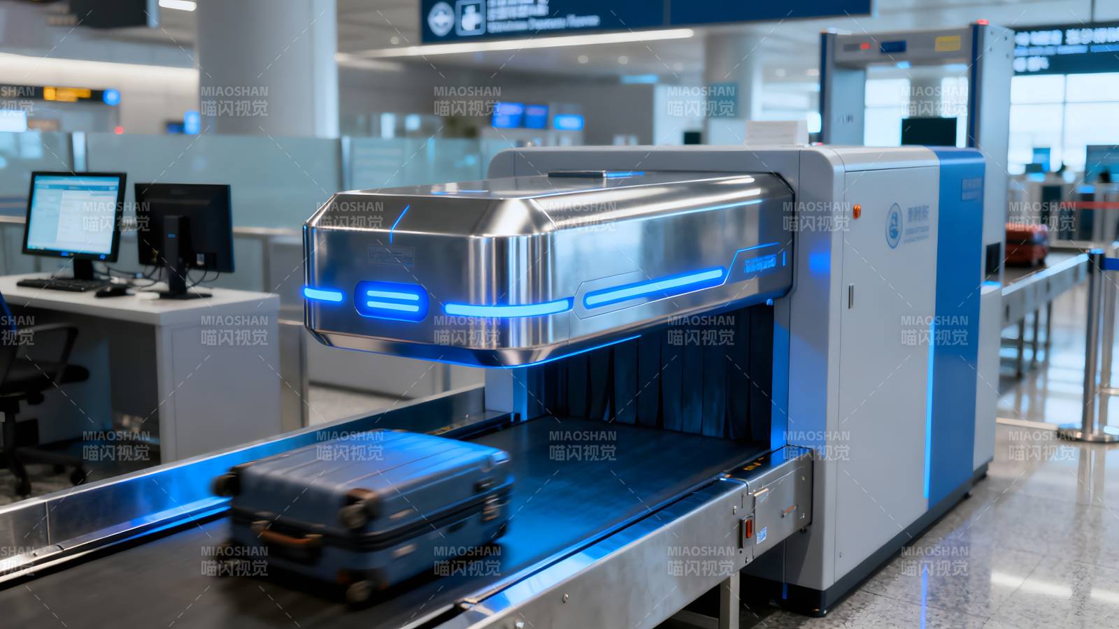 机场安检行李扫描图片