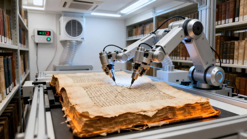 机械臂修复古籍图片