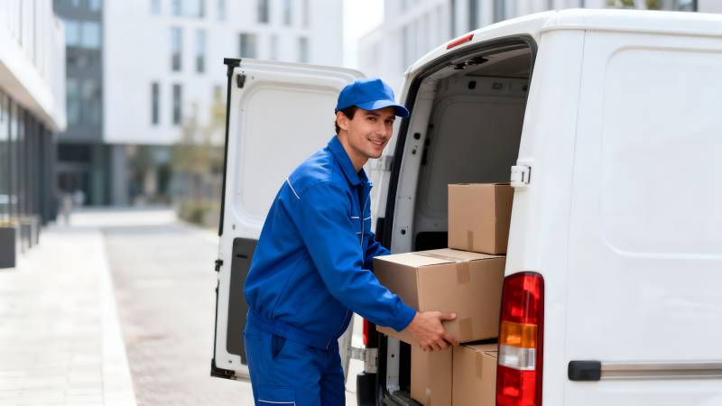 快递员搬运包裹图片